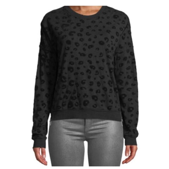 Rails Marlo Black Leopard Long Sleeve Crewneck Pullover Sweatshirt Size L - Picture 1 of 11